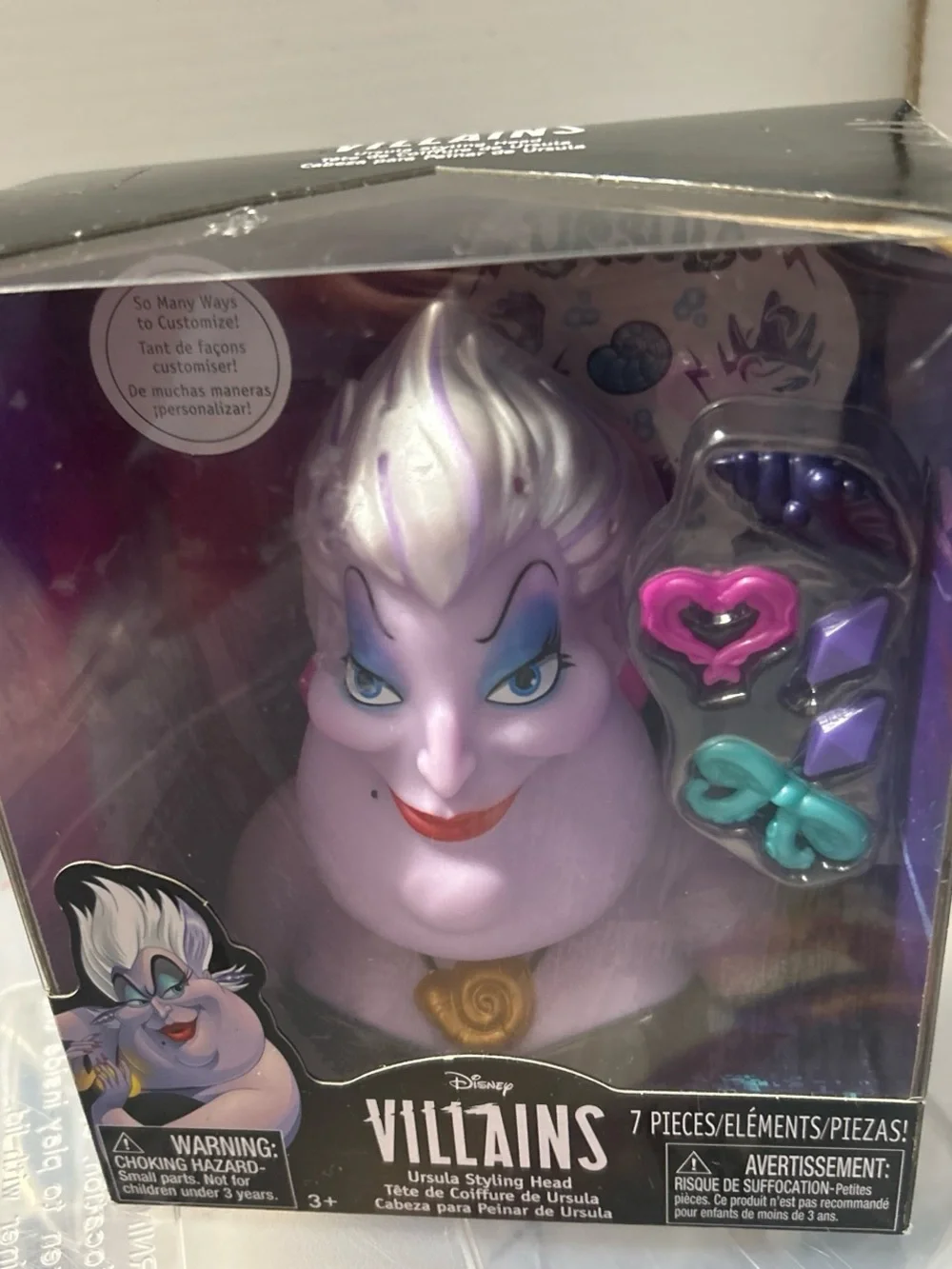 Disney Ursula Styling Head Toy - Purple, White, Teal, Pink